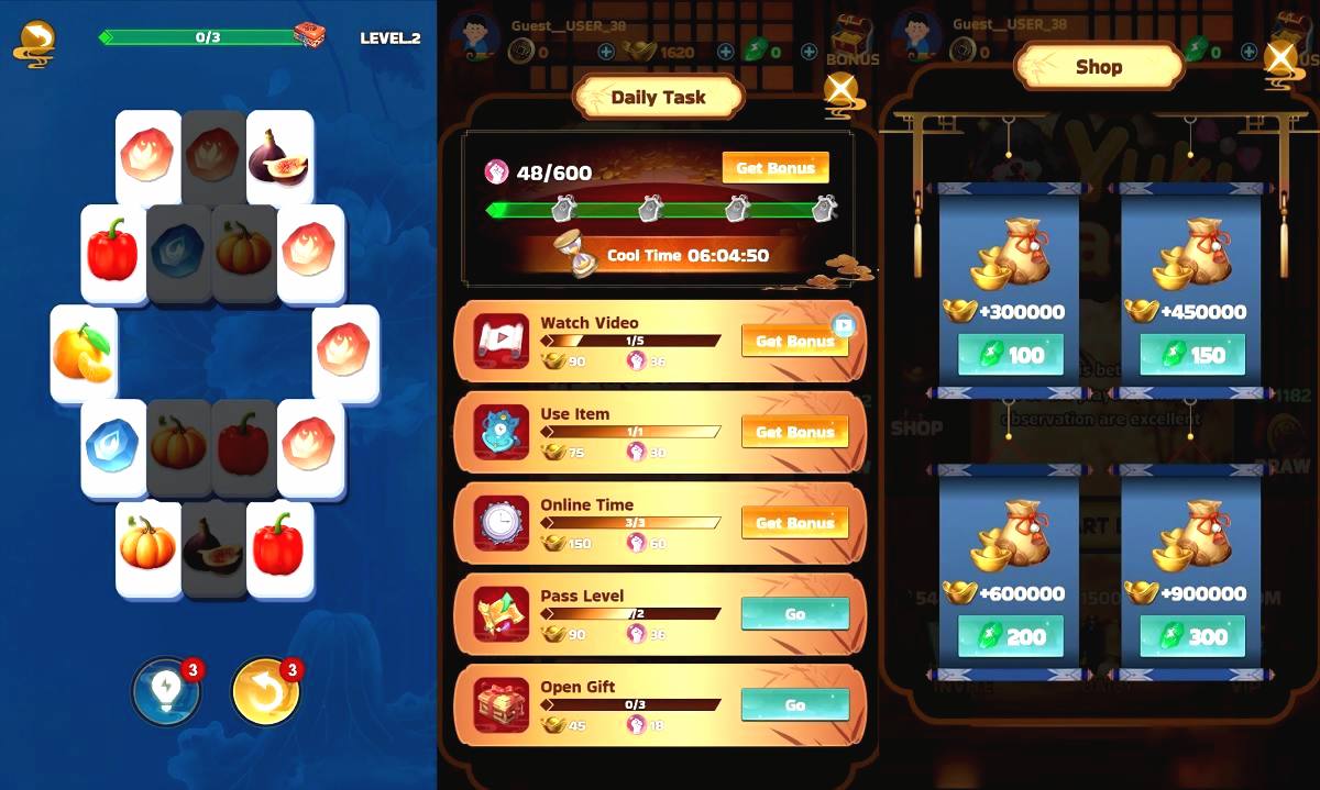 Game yukimatch dengan sejumlah tantangan atau misi harian yang tersedia