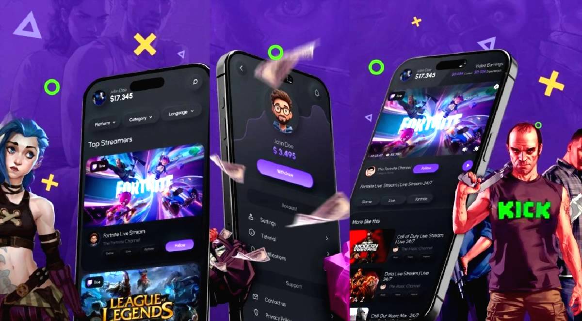 Tampilan layar aplikasi givvy cross streams