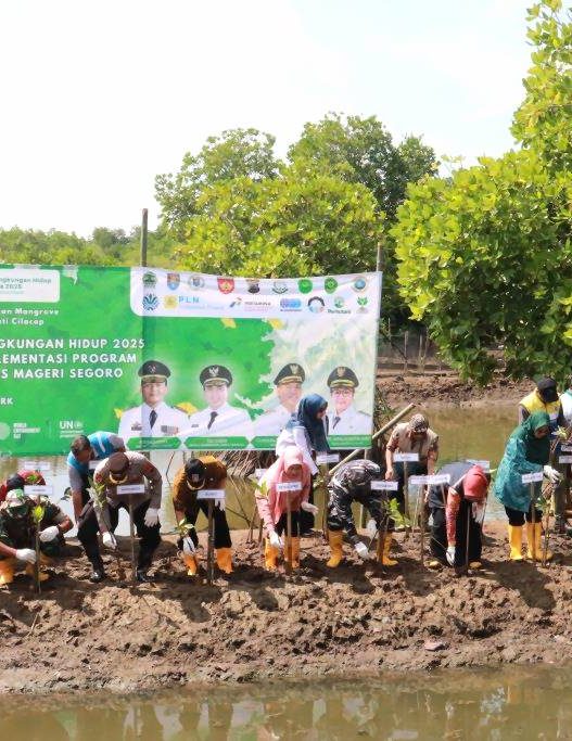 Peringati hari lingkungan hidup sedunia, kabupaten cilacap ikuti penanaman mangrove serentak
