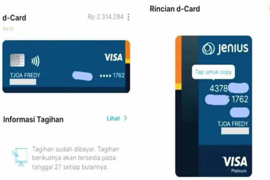 Cara mengaktifkan virtual credit card jenius