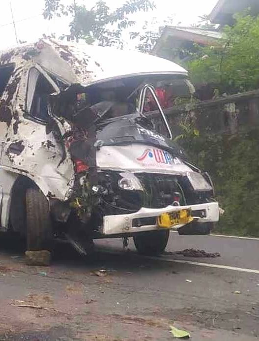 Rem blong, minibus terguling ke pekarangan warga di karangreja purbalingga
