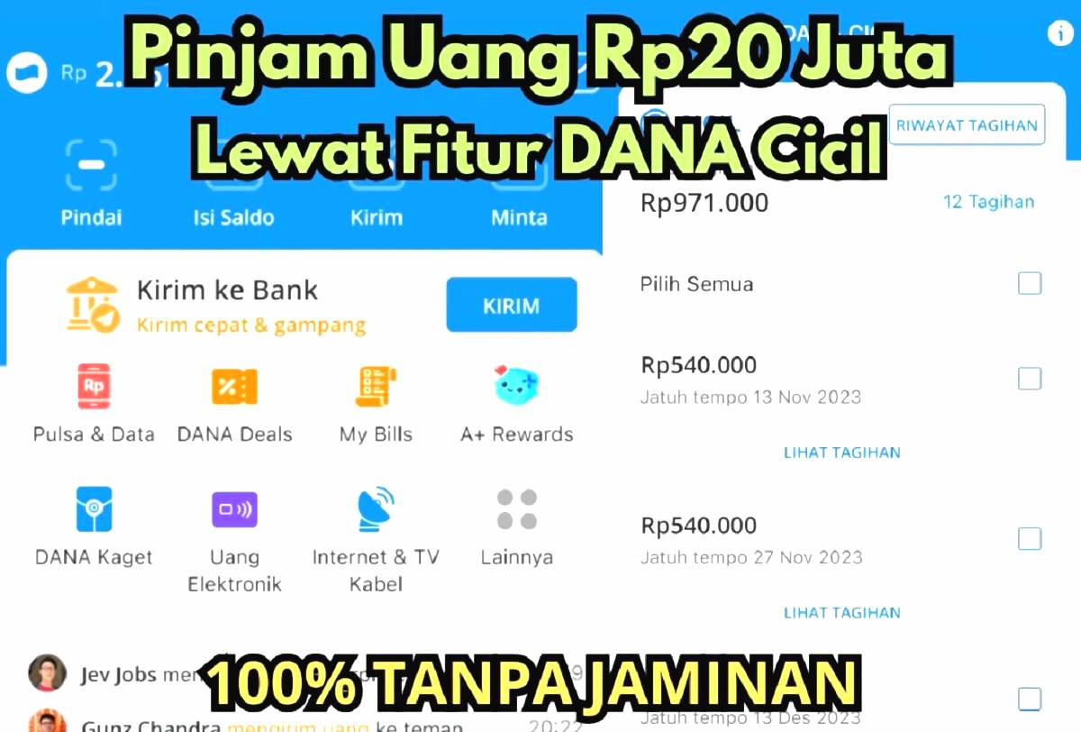 Aktifkan fitur dana cicil untuk pinjam uang darurat dengan limit hingga rp20 juta