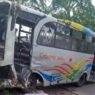 Bus hilang kendali dan terguling di desa blater