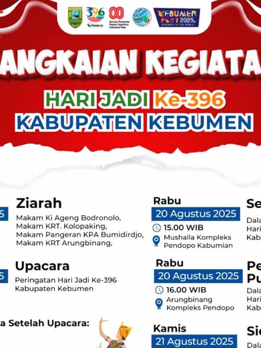 Inilah rangkaian acara peringatan hari jadi ke 396 kabupaten kebumen