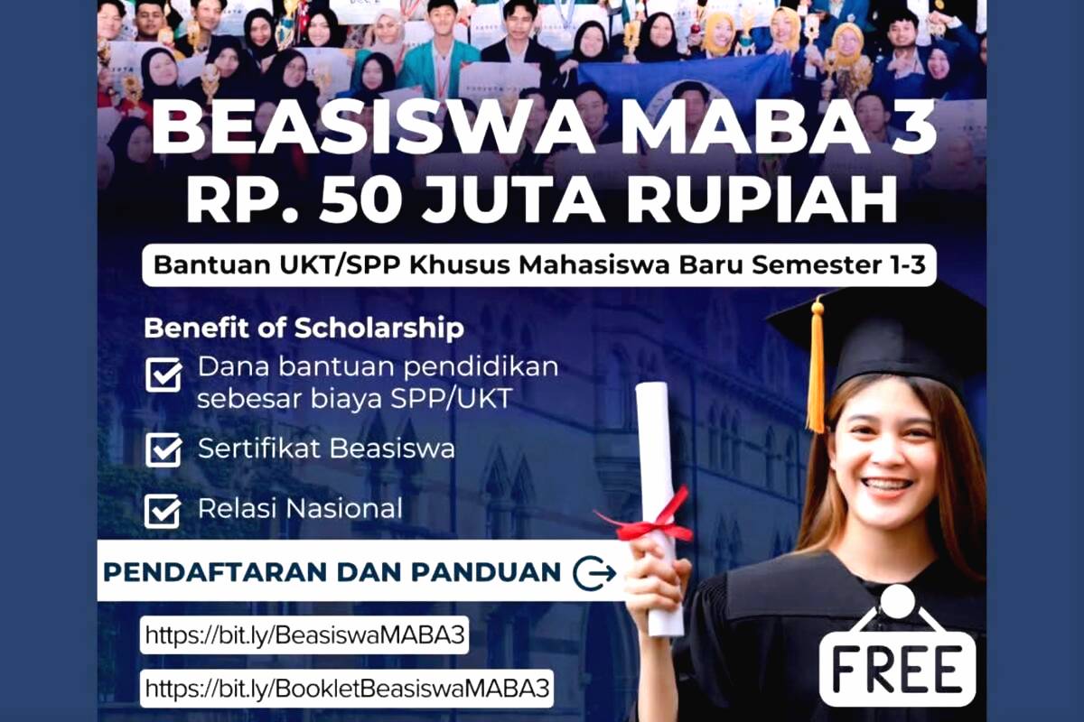 Penerima beasiswa maba 2025 akan memperoleh bantuan biaya pendidikan dan sertifikat