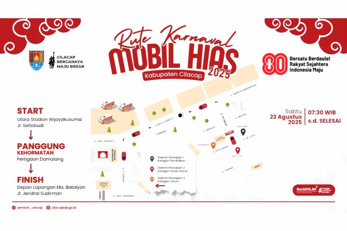 Rute pelaksanaan karnaval mobil hias cilacap 2025