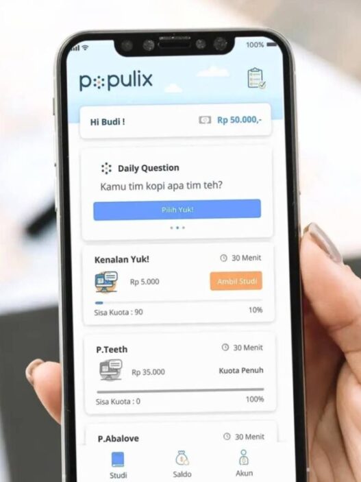 Tampilan antarmuka aplikasi populix 2025, solusi survei penghasil saldo dana gratis