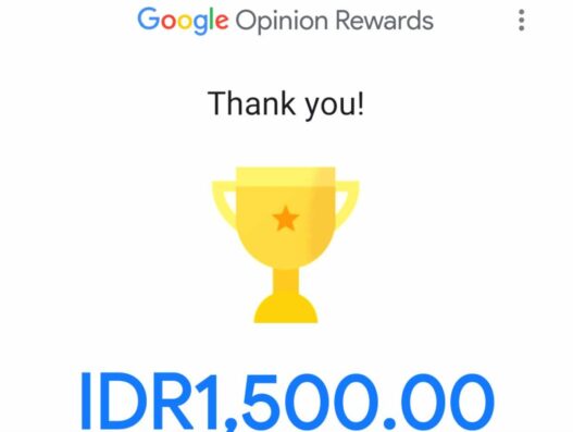 Tampilan aplikasi google opinion rewards yang bisa digunakan untuk mengumpulkan poin dan ditukar menjadi saldo dana