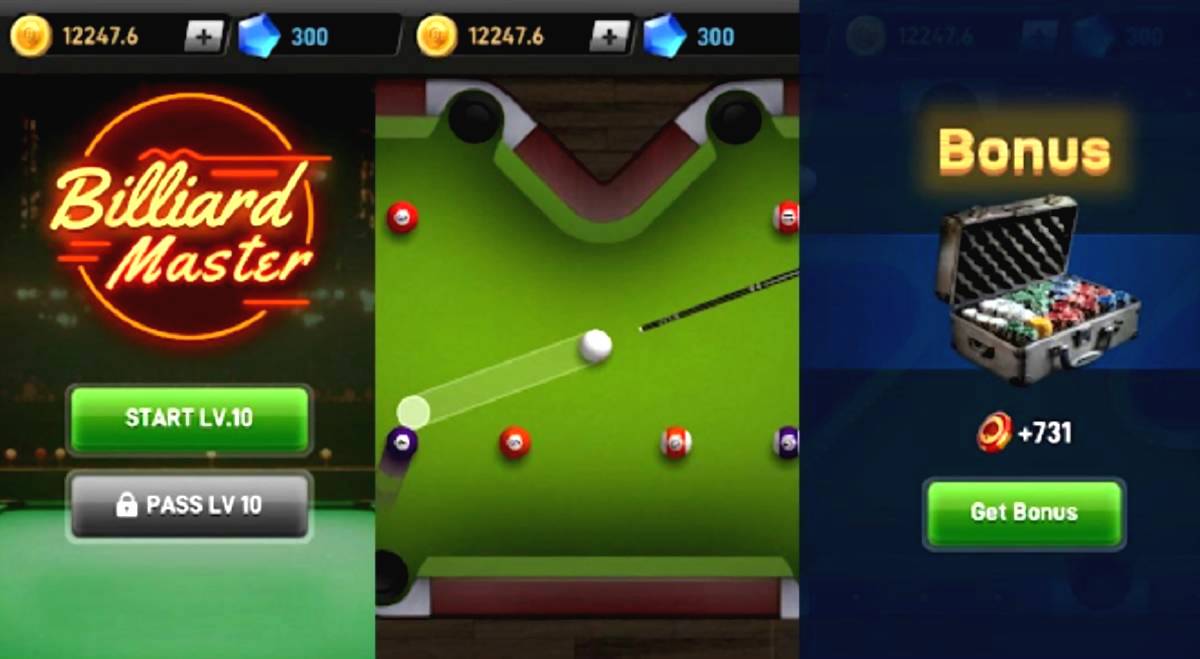 Tampilan game penghasil saldo dana 2025 billiard master
