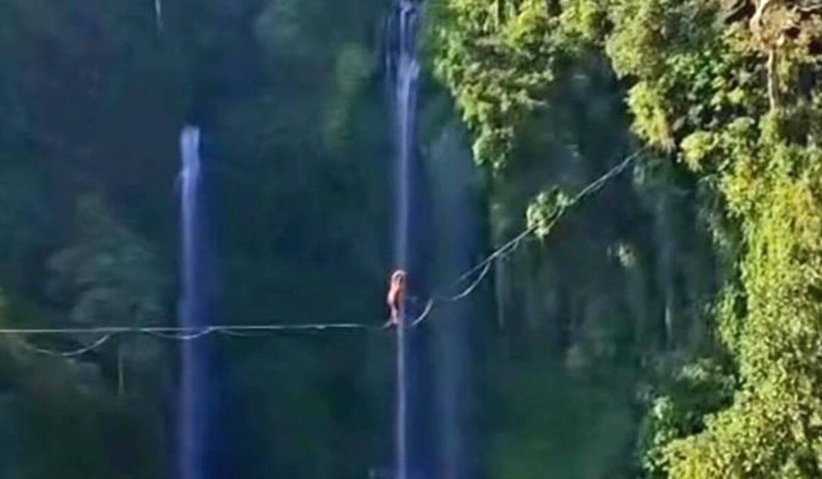 Wna nekat slackline di bali