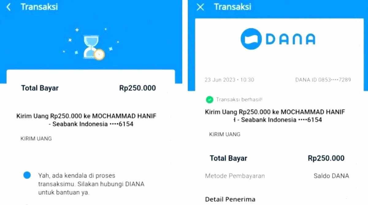 Riwayat transfer dana ke seabank
