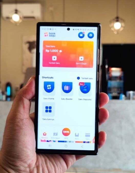 Tampilan aplikasi bank saqu