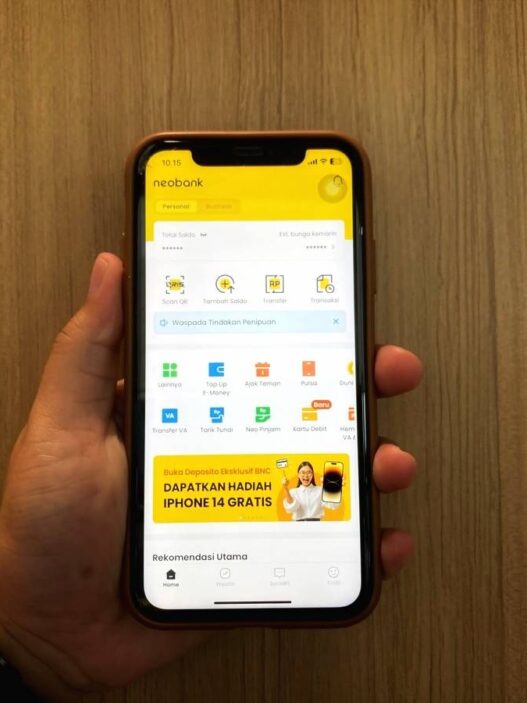 Tampilan neo bank