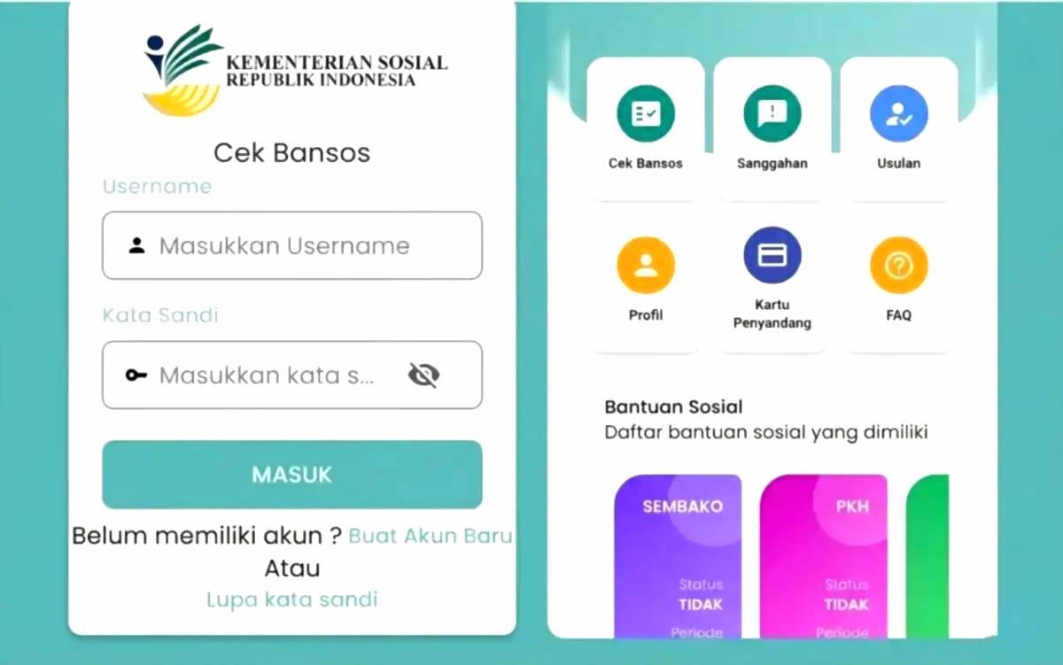 Tampilan cek bansos