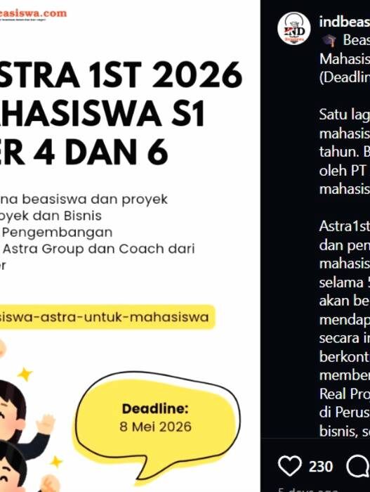 Beasiswa Astra 1st