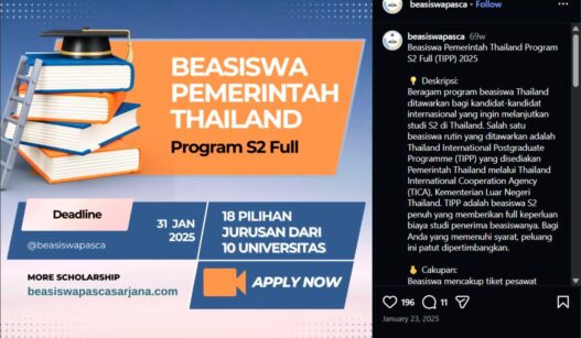 Beasiswa S2 Thailand CGI Scholarship