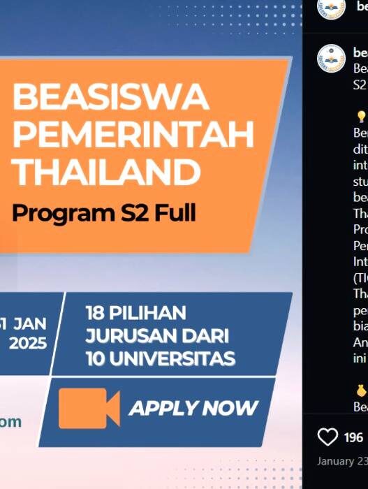 Beasiswa S2 Thailand CGI Scholarship