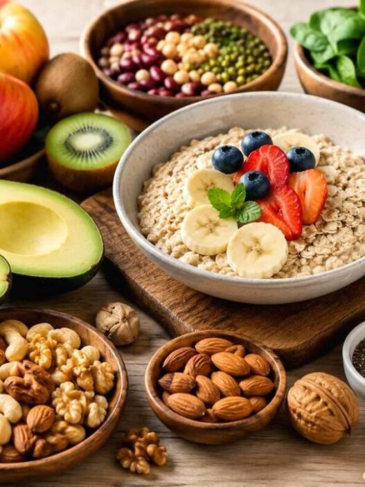 Buah, oatmeal, dan kacang kacangan jadi pilihan sehat untuk membantu menjaga kolesterol tetap normal dan jantung lebih sehatT
