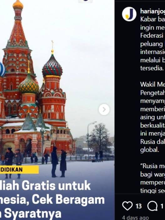 Kuliah Gratis di Rusia