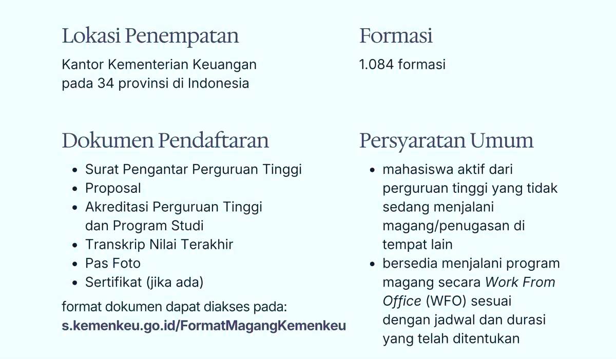 Persyaratan Magang Kemenkeu