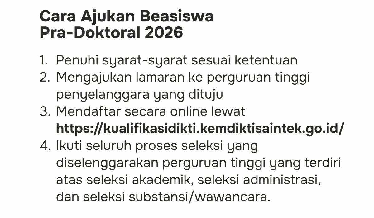 Inilah Syarat Beasiswa Pra Doktoral