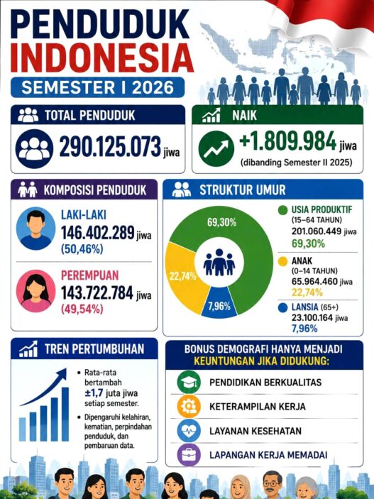 Penduduk RI Tembus 290 Juta Jiwa